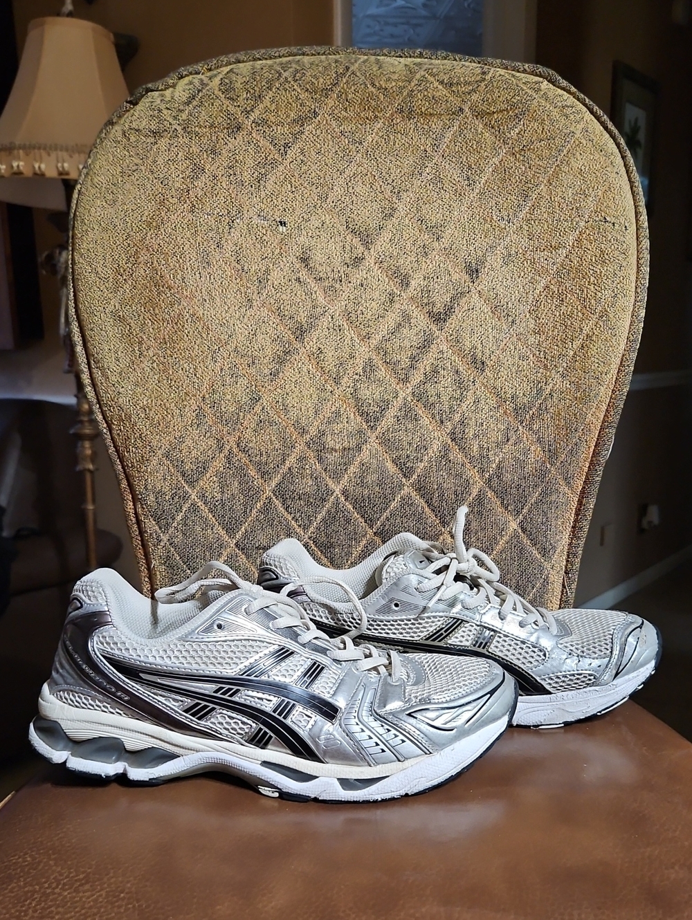Asics Gel-Kayano 14 Black/Cream/Metallic Silver Lace Up Sneakers Running Shoes